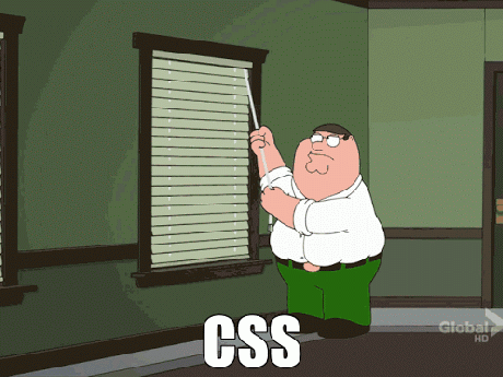 Peter Griffin struggling with window blinds.